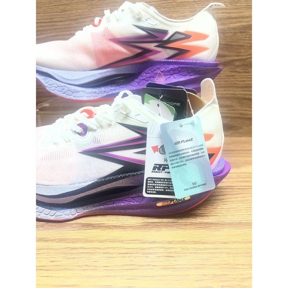 Scarpa da Running 361 FLAME 4: Egret / Neon Purplevine men's size 7 - Picture 2 of 9